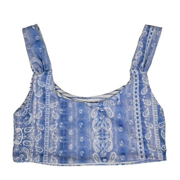 Quintsoul Reversible Striped & Paisley Bikini Top blue white Size XS - Picture 2 of 6